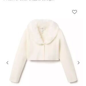 Janie and Jack Cream Faux Fur Collar Cardigan